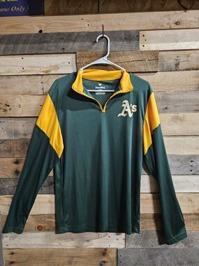 Fanatics Green and Yellow Oakland A's Long-Sleeve Quarter Zip Pullover